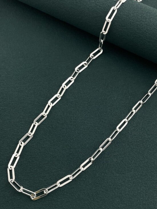 Women's 925 Sterling Silver 4mm Paperclip chain Necklace - Picture 6 of 8